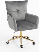 HR250K Scaun Catifea Grafit Bază Aurie