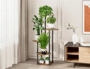 Suport Flori ADITE Negru/Lemn Rustic