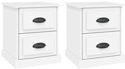 Noptiera, 2 buc, alb, 39x39x47,5 cm, lemn prelucrat