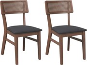 vidaXL Scaune sufragerie cu perne 2 buc. cauciuc din lemn masiv maro