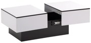 Măsuță de Cafea Modernă Extensibilă din MDF, cu 2 Sertare și Mecanism Push-to-Open, 102x60x40 cm, Albă