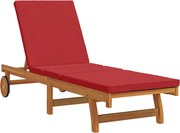 vidaXL Șezlong cu pernă Maro 63 x 199 x 85cm Lemn masiv de acacia