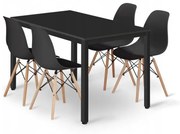 Set TESSA 120x60 Negru + 4 Scaune OSAKA Polipropilena Negru / Natur