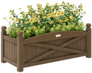 Outsunny Jardiniță din lemn, pat de flori în aer liber din lemn cu găuri de drenaj, 90 x 39 x 37 cm, maro închis | Aosom Romania