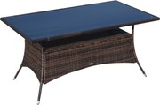 Outsunnt Masuta e Gradina in PE Rattan cu Raft Inferior,Maro,150x85x74cm