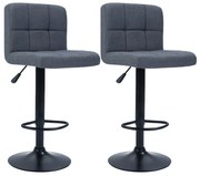 Scaune de bar tapitate 2 buc, gri inchis