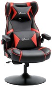 Scaun de gaming Vinsetto, scaun de gaming, difuzoare integrate, spătar inclinabil, negru+roșu, 69 x 73 x 118cm | Aosom Romania