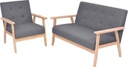 vidaXL Set cu canapea, 2 piese, material textil, gri închis
