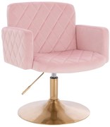 HR802N Scaun Roz Pudra din Catifea cu Bază Aurie