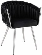 HR750 Scaun cu picioare Cromata Neagră din Catifea