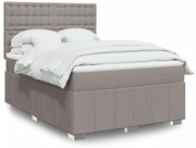 vidaXL Pat box spring cu saltea, gri taupe, 140x200 cm, textil