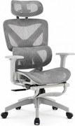 Scaun ergonomic, functie translatie sezut, cotiere 3D, tetiera 3D, suport lombar Adaptive, pivotant, suport picioare, Gri