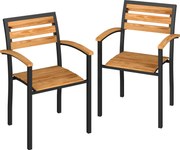 Outsunny Set de 2 Scaune Empilabile de Exterior din Lemn cu Finisaj Natural | Aosom Romania