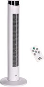 HOMCOM Ventilator Turn cu 3 Moduri și 3 Viteze cu Cronometru 12h, ABS și Ventilator de Podea cu Telecomandă, Ø31.5x93 cm, Alb | Aosom Romania