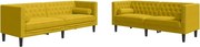 vidaXL Set canapele Chesterfield cu perne rulou 2 piese galben catifea