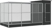 vidaXL Volieră cu extensie argintie 416x203x216 cm oțel