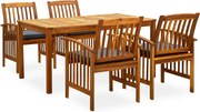 vidaXL Set mobilier de grădină cu perne, 5 piese, lemn masiv de acacia