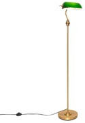 Lampă de podea clasică notar bronz cu sticlă verde - Banker