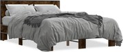 vidaXL Cadru de pat, stejar fumuriu 120x200 cm lemn prelucrat și metal