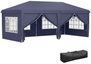 Outsunny Foisor de gradina pliabil pentru exterior cu 6 panouri laterale, 585x295cm albastru | AOSOM RO