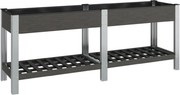 vidaXL Strat înălțat de grădină cu raft, gri, 200x50x75 cm, WPC