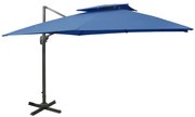 vidaXL Umbrelă în consolă cu înveliș dublu, albastru azur, 300x300 cm