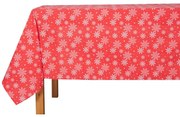 Fată de masă de Crăciun White Snowflakes on Red,130 x 180 cm