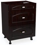 Corp inferior 60 cu 3 sertare metalice pentru greutate Zebra MDF mustata wenge