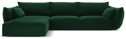 Colțar verde închis cu tapițerie din catifea (cu colț pe partea stângă, cu șezlong) Vanda – Mazzini Sofas