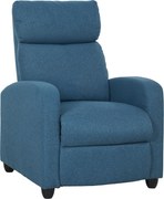 HOMCOM Fotoliu Reclinabil din Țesătură cu Efect de In cu Suport pentru Picioare, Albastru | Aosom Romania