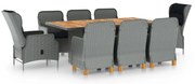 vidaXL Set mobilier de exterior cu perne,9 piese,gri deschis,poliratan