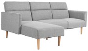 HOMCOM Canapea Extensibila cu 3 Locuri, Canapea pe Colt din Tesatura Gri cu Spatar Reglabil, Stil Scandinav, 207x146x80cm | Aosom Romania