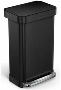Simplehuman Coș de gunoi dreptunghiular cu pedalăși buzunar pentru saci de 45 l, negru