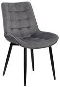 Scaun living modern gri BUC 206 din catifea cu picioare metalice