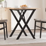 vidaXL Masă de bucătărie, cadru X, 70x70x75 cm lemn masiv pin și Oţel