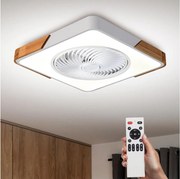 Brilagi-LED Lampă cu ventilator, reglabilă, LED/30W/230V 3000-6500K, alb/stejar + telecomandă