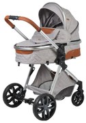 Carucior nou nascuti 2 in 1 NOVOKIDS™ Alma Gold PRO , Cu geanta bebe, Cadru Aluminiu , Amortizoare, Roti din cauciuc plin AVE, Landou, Modul sport,