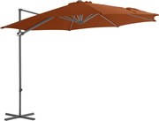 vidaXL Umbrelă în consolă cu stâlp din oțel, cărămiziu, 300 cm