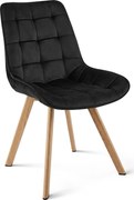 Scaun Bucatarie/Dining Sunny Catifea Negru, Picioare Metalice Finisaj Lemn