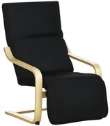 HOMCOM Fotoliu Relaxant Confort si Relaxare cu Cotier reglabil detasabil 94 x 66,5 x 100 cm Lemn Masiv Negru | Aosom Romania