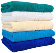 Set 5 Prosoape Baie, Bumbac 100%, Verde Alb Bej Bleu