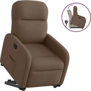 vidaXL Fotoliu rabatabil cu ridicare pe verticală, maro, textil