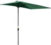 Outsunny Umbrelă Semicirculară de Perete cu Deschidere cu Manivelă şi Orificii de Ventilaţie, 230x130x245 cm, Verde | Aosom Romania
