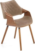Scaun tapitat K396, bej/nuc, stofa catifelata/placaj, 56x55x77 cm