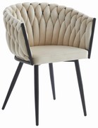 Fotoliu de sufragerie bej ORION VELVET cu picioare negre