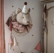 Urs decorativ bej cu guler roz pudră