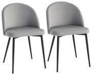 HOMCOM Set 2 Scaune Confortabile pentru Sufragerie și Bucătărie Tapitate cu Catifea Gri Design Modern 49x50x77 cm | Aosom Romania