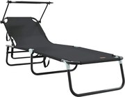 vidaXL Șezlong pliabil Negru 190 x 57 x 81 cm oxford