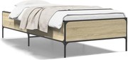 vidaXL Cadru de pat, stejar sonoma, 90x190 cm, lemn prelucrat și metal