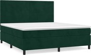 vidaXL Pat box spring cu saltea, verde închis, 180x200 cm, catifea